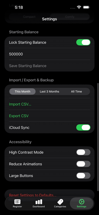 Add / Delete a Transaction Adding and deleting transactions is simple. Leave an optional note or description with your entry.